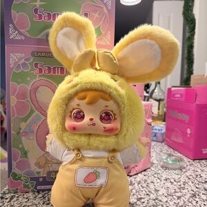 Adorable Yellow Bunny Plush Toy with Carrot Patch